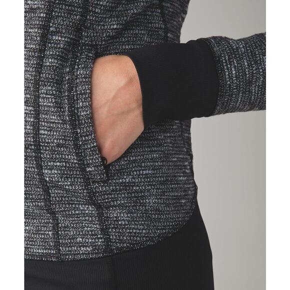 Lululemon Daily Practice Jacket Coco Pique Black White Rose Gold Zipper Size 8 - Picture 9 of 14